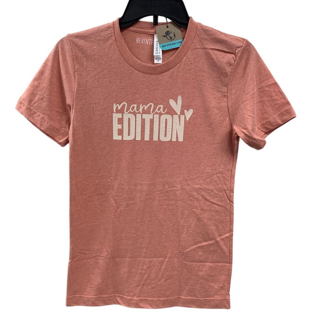 New Hand Printed Womens XS Mama Edition Short Sleeve Crew Neck Tee Shirt